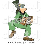 Clipart of a Cartoon Irish Leprechaun Playing an Accordion by Djart