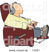 Clipart of a Cartoon Man Sitting in a Recliner and Listening to Music Through Earphones by Djart