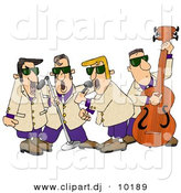 Clipart of a Cartoon Musicians Playing Blues Music by Djart