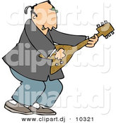 Clipart of a Cartoon Old Rocker Man Playing Guitar by Djart