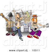 Clipart of a Cartoon Rock and Roll Band Playing Music by Djart