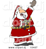 Clipart of a Cartoon Santa Singing Christmas Music by Djart