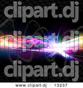 Clipart of a Colorful Equalizer with Bright Neon Lights, Lines over Black Background by Arena Creative