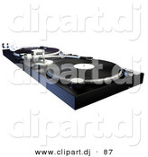Clipart of a DJ Turntable with Vinyl Records by AtStockIllustration