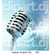 Clipart of a Microphone over a Rippling Water Background by Tonis Pan