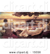 August 12nd, 2015: Clipart of a Painting of Ladies Watching a Man Playing a Flute, Idyll by Frederic Lord Leighton by JVPD