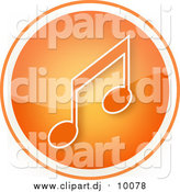 Clipart of a Shiny Orange Music Note Icon Button by YUHAIZAN YUNUS