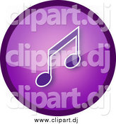June 13th, 2015: Clipart of a Shiny Round Purple Music Note Icon Button by YUHAIZAN YUNUS