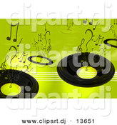 Clipart of a Speaker Background - Green Version with Music Notes by