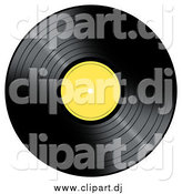 February 19th, 2014: Clipart of a Vinyl Record with a Yellow Label by Oboy