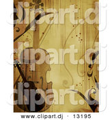 Clipart of a Violin with Vines - Grunge Background Design by BNP Design Studio