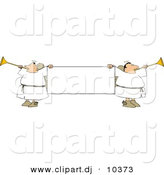 Clipart of Cartoon Angels Playing Horns While Holding Blank Sign by Djart