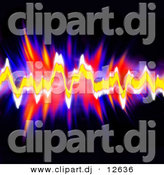 Clipart of Neon Audio Equalizer Waves over Black Background by Arena Creative