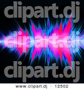 Clipart of Neon Pink and Blue Audio Vibrations over Black Background by Arena Creative