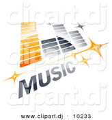 Vector Clipart Logo of Music Equalizer with Stars and Sample Text - Orange and Gray Version by Beboy