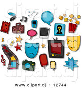 Vector Clipart of 15+ Entertainment Icons - Digital Collage by BNP Design Studio