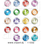 Vector Clipart of 19 Unique Entertainment and Business Circle Button Icons by Alexia Lougiaki