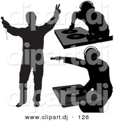 Vector Clipart of 3 Unique DJ Silhouettes - Digital Collage by Dero