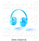Vector Clipart of 3d Floating Blue Headphones by