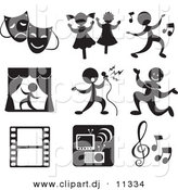 Vector Clipart of 9 Music and Entertainment Related Icons by