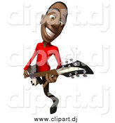 June 12nd, 2014: Vector Clipart of a 3d Black Man Playing an Electric Guitar by