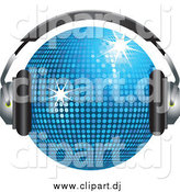 April 27th, 2015: Vector Clipart of a 3d Blue Disco Ball with Headphones by Elaineitalia