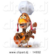 September 6th, 2016: Vector Clipart of a 3d Cartoon Rooster Chef Posing with a Guitar by