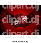 Vector Clipart of a 3d Dark Red Disco Ball with Wings on a Bursting Background by Elaineitalia