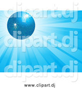 Vector Clipart of a 3d Disco Ball over a Burst of Blue Light Rays by Elaineitalia