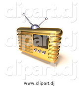 Vector Clipart of a 3d Gold Radio by