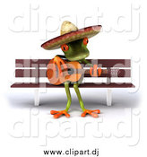 July 31st, 2015: Vector Clipart of a 3d Mexican Guitarist Frog Playing on a Bench by
