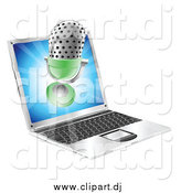 April 16th, 2015: Vector Clipart of a 3d Microphone Emerging from a Laptop Screen by AtStockIllustration