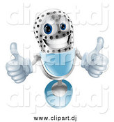 Vector Clipart of a 3d Microphone Giving Two Thumbs up by AtStockIllustration