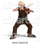 Vector Clipart of a 3d Old Senior Man Playing a Violin by Ralf61