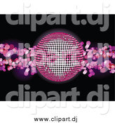 September 15th, 2014: Vector Clipart of a 3d Pink Disco Ball over a Black Background with Pink Lights by Elaineitalia