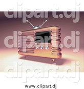 Vector Clipart of a 3d Pink Retro Metal Radio by