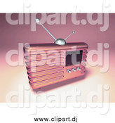 Vector Clipart of a 3d Pink Retro Metal Radio by Julos