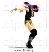 April 4th, 2014: Vector Clipart of a 3d Purple Haired Rocker Chick Dancing by