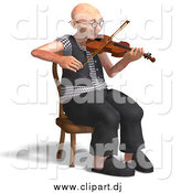 Vector Clipart of a 3d Senior Man Playing a Violin by