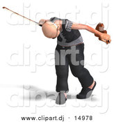 Vector Clipart of a 3d Senior Man Playing a Violin by Ralf61