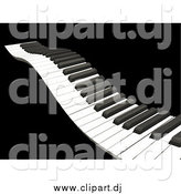 Vector Clipart of a 3d Waving Piano Keyboard with White and Black Keys, over a Black Background by KJ Pargeter
