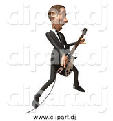 August 22nd, 2014: Vector Clipart of a 3d White Businessman Playing an Electric Guitar by