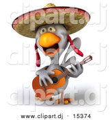 September 29th, 2015: Vector Clipart of a 3d White Mexican Chicken Playing a Guitar by