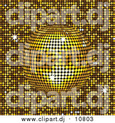 May 9th, 2016: Vector Clipart of a 3d Yellow Mirror Disco Ball Spinning over a Golden Background by Elaineitalia