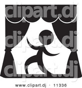 Vector Clipart of a Actor on a Stage - Black and White Version by