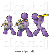 Vector Clipart of a Band of Purple Men Playing Flutes and Drums at a Music Concert by Leo Blanchette