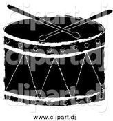 August 3rd, 2015: Vector Clipart of a Black and White Drum with Drumsticks by Pams Clipart