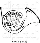 March 28th, 2014: Vector Clipart of a Black and White French Horn by Vector Tradition SM