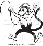 September 8th, 2015: Vector Clipart of a Black and White Monkey Jumping and Wearing Headphones by Lal Perera