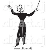 Vector Clipart of a Black and White Music Conductor by BestVector